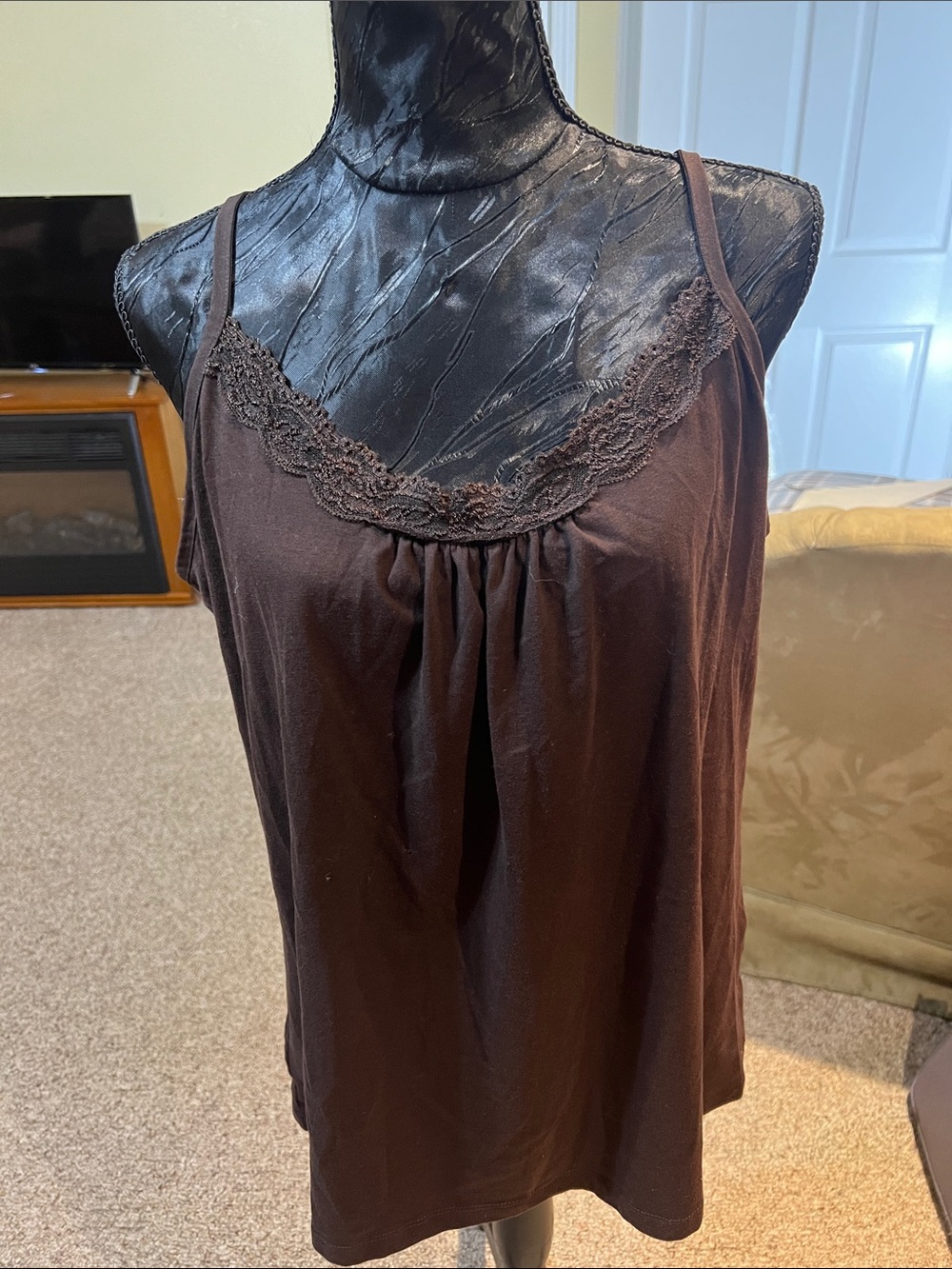 Just My Size Brown Lace-Trim Camisole